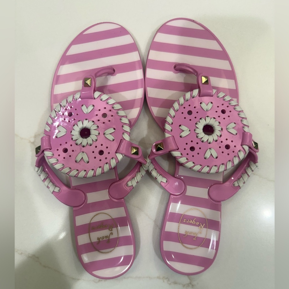 Jack Rogers Pink and White Sandals size 7